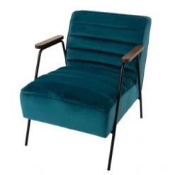 Hellin Fauteuils Fauteuil Relax En Velours Et Métal Noir -Fauteuils, poufs et repose-pieds Soldes fauteuil relax en velours et metal noir 2