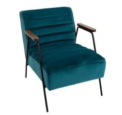 Hellin Fauteuils Fauteuil Relax En Velours Et Métal Noir -Fauteuils, poufs et repose-pieds Soldes fauteuil relax en velours et metal noir 4