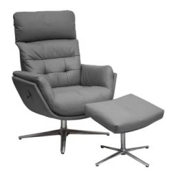 My New Design Fauteuils Fauteuil Relax Avec Pouf Base étoile Aluminium - Cuir Beige -Fauteuils, poufs et repose-pieds Soldes fauteuil relax et pouf base etoile aluminium cuir anthracite