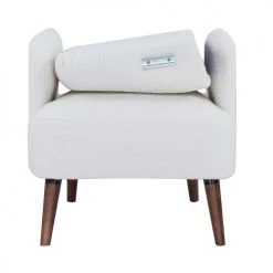 Drawer Fauteuils Fauteuil Rétro En Tissu Bouclette Pieds Bois Foncé Ecru -Fauteuils, poufs et repose-pieds Soldes fauteuil retro en tissu bouclette pieds bois fonce ecru 5