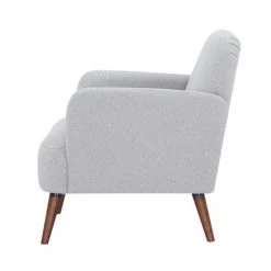 Drawer Fauteuils Fauteuil Rétro En Tissu Bouclette Pieds Bois Foncé Gris Clair -Fauteuils, poufs et repose-pieds Soldes fauteuil retro en tissu bouclette pieds bois fonce gris clair 2