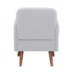 Drawer Fauteuils Fauteuil Rétro En Tissu Bouclette Pieds Bois Foncé Gris Clair -Fauteuils, poufs et repose-pieds Soldes fauteuil retro en tissu bouclette pieds bois fonce gris clair 3