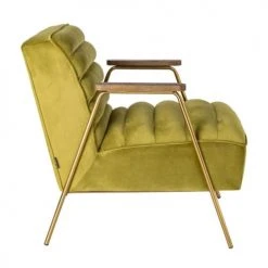 Mathi Design Fauteuils Fauteuil Retro En Velours Vert -Fauteuils, poufs et repose-pieds Soldes fauteuil retro en velours vert 2