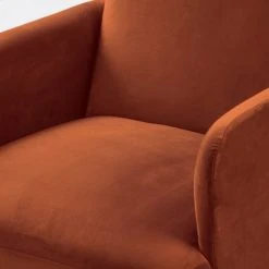 Drawer Fauteuils Fauteuil Rétro Velours Rouille -Fauteuils, poufs et repose-pieds Soldes fauteuil retro velours rouille 3