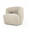Meubles & Design Fauteuils Fauteuil Rond Avec Accoudoirs En Tissu Beige