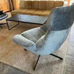 Mathi Design Fauteuils Fauteuil Rotatif En Velours Bleu -Fauteuils, poufs et repose-pieds Soldes fauteuil rotatif en velours bleu 3