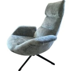 Mathi Design Fauteuils Fauteuil Confortable En Tissu Gris Clair -Fauteuils, poufs et repose-pieds Soldes fauteuil rotatif en velours bleu 5