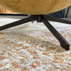 Mathi Design Fauteuils Fauteuil Rotatif En Velours Moutarde -Fauteuils, poufs et repose-pieds Soldes fauteuil rotatif en velours moutarde 2