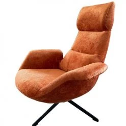 Mathi Design Fauteuils Fauteuil Rotatif En Velours Orange
