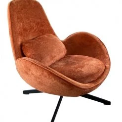 Mathi Design Fauteuils Fauteuil Rotatif En Velours Orange