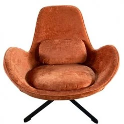 Mathi Design Fauteuils Fauteuil Rotatif En Velours Orange -Fauteuils, poufs et repose-pieds Soldes fauteuil rotatif en velours orange 6