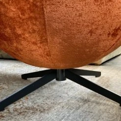 Mathi Design Fauteuils Fauteuil Rotatif En Velours Orange -Fauteuils, poufs et repose-pieds Soldes fauteuil rotatif en velours orange 8