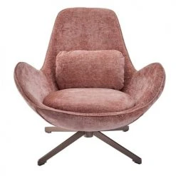 Mathi Design Fauteuils Fauteuil Rotatif En Velours Rose -Fauteuils, poufs et repose-pieds Soldes fauteuil rotatif en velours rose 2