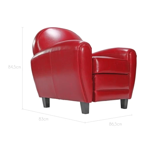 Rendez Vous Déco Fauteuils Fauteuil Rouge En Croute De Cuir Enduite 2 Rendez Vous Déco Fauteuils Fauteuil Rouge En Croute De Cuir Enduite – Image 2