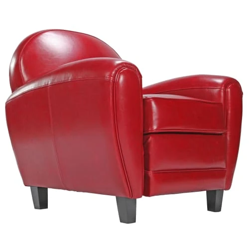 Rendez Vous Déco Fauteuils Fauteuil Rouge En Croute De Cuir Enduite 3 Rendez Vous Déco Fauteuils Fauteuil Rouge En Croute De Cuir Enduite – Image 3