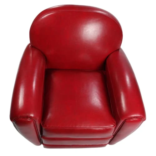 Rendez Vous Déco Fauteuils Fauteuil Rouge En Croute De Cuir Enduite 4 Rendez Vous Déco Fauteuils Fauteuil Rouge En Croute De Cuir Enduite – Image 4