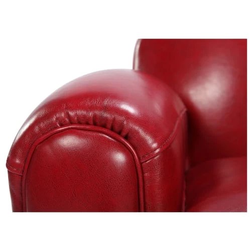 Rendez Vous Déco Fauteuils Fauteuil Rouge En Croute De Cuir Enduite 5 Rendez Vous Déco Fauteuils Fauteuil Rouge En Croute De Cuir Enduite – Image 5