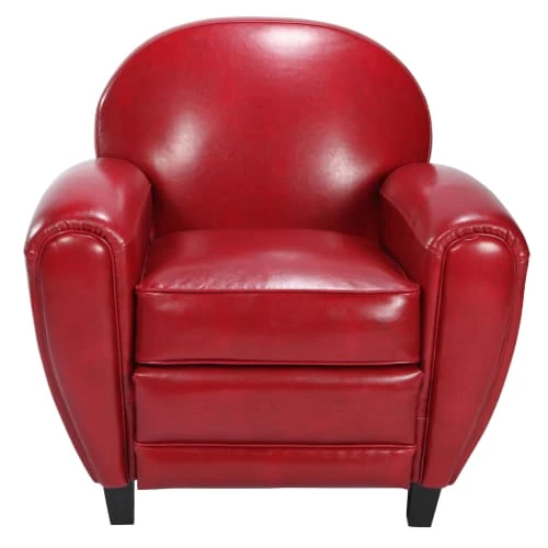 Rendez Vous Déco Fauteuils Fauteuil Rouge En Croute De Cuir Enduite 1 Rendez Vous Déco Fauteuils Fauteuil Rouge En Croute De Cuir Enduite