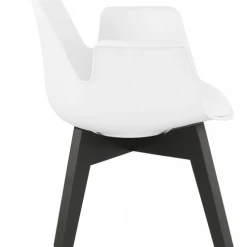 Kokoon Design Fauteuils Fauteuil Scandinave Rembourré Assise Blanc Pieds Noir -Fauteuils, poufs et repose-pieds Soldes fauteuil scandinave rembourre assise blanc pieds noir 1