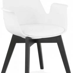 Kokoon Design Fauteuils Fauteuil Scandinave Rembourré Assise Blanc Pieds Noir