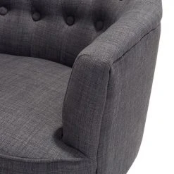 Beliani Fauteuils Fauteuil Tapissé En Tissu Gris Foncé -Fauteuils, poufs et repose-pieds Soldes fauteuil tapisse en tissu gris fonce 4