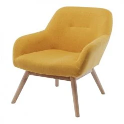 Moloo Fauteuils Fauteuil Tissu Curry Pieds Bois