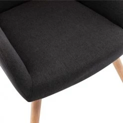 Moloo Fauteuils Fauteuil Tissu Gris Foncé Pieds Bois -Fauteuils, poufs et repose-pieds Soldes fauteuil tissu gris fonce pieds bois 3