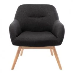Moloo Fauteuils Fauteuil Tissu Gris Foncé Pieds Bois -Fauteuils, poufs et repose-pieds Soldes fauteuil tissu gris fonce pieds bois 4
