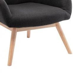 Moloo Fauteuils Fauteuil Tissu Gris Foncé Pieds Bois -Fauteuils, poufs et repose-pieds Soldes fauteuil tissu gris fonce pieds bois 5