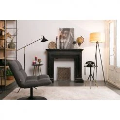 Dutchbone Fauteuils Fauteuil Tissu Pivotant Lounge Gris Anthracite -Fauteuils, poufs et repose-pieds Soldes fauteuil tissu pivotant lounge gris anthracite 2