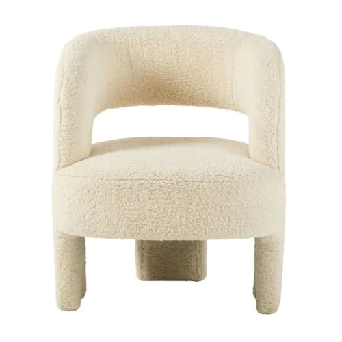 Maisons Du Monde Fauteuils Fauteuil Tripode à Bouclettes Blanches 2 Maisons Du Monde Fauteuils Fauteuil Tripode à Bouclettes Blanches – Image 2
