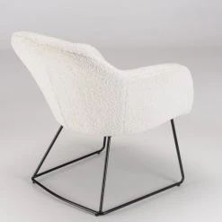 MACABANE Fauteuils Fauteuil Urban Tissu Bouclette Blanc Pieds évasés Métal Noir -Fauteuils, poufs et repose-pieds Soldes fauteuil urban tissu bouclette blanc pieds evases metal noir 5
