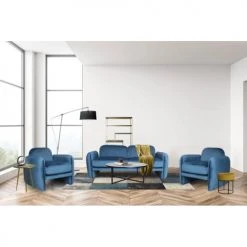 Artecosy Fauteuils Fauteuil Velours Bleu -Fauteuils, poufs et repose-pieds Soldes fauteuil velours bleu 2