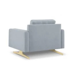 Micadoni Home Fauteuils Fauteuil Velours Bleu Clair 1 Place -Fauteuils, poufs et repose-pieds Soldes fauteuil velours bleu clair 1 place 2