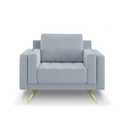 Micadoni Home Fauteuils Fauteuil Velours Bleu Clair 1 Place -Fauteuils, poufs et repose-pieds Soldes fauteuil velours bleu clair 1 place 4