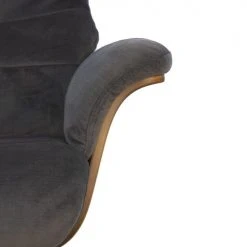 My New Design Fauteuils Fauteuil Velours Et Chêne Naturel - Velours Brun -Fauteuils, poufs et repose-pieds Soldes fauteuil velours et chene naturel velours brun 3