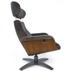 My New Design Fauteuils Fauteuil Velours Et Chêne Naturel - Velours Brun -Fauteuils, poufs et repose-pieds Soldes fauteuil velours et chene naturel velours brun 4