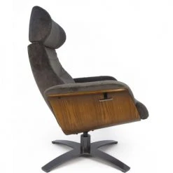 My New Design Fauteuils Fauteuil Velours Et Chêne Naturel - Velours Brun -Fauteuils, poufs et repose-pieds Soldes fauteuil velours et chene naturel velours brun 5