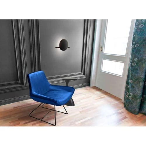 Artecosy Fauteuils Fauteuil Velours Et Métal Noir Bleu 2 Artecosy Fauteuils Fauteuil Velours Et Métal Noir Bleu – Image 2