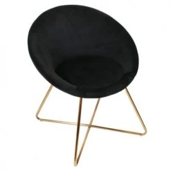 Altobuy Fauteuils Fauteuil Velours Noir Et Piétement Doré