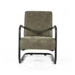 Meubles & Design Fauteuils Fauteuil Vintage Accoudoirs Métal En Simili Vert -Fauteuils, poufs et repose-pieds Soldes fauteuil vintage accoudoirs metal en simili vert 2