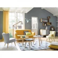 Maisons Du Monde Fauteuils Fauteuil Vintage En Coton à Motifs Gris Et Blancs -Fauteuils, poufs et repose-pieds Soldes fauteuil vintage en coton a motifs gris et blancs 1000 14 10 138836 5