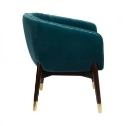 Dutchbone Fauteuils Fauteuil Vintage En Velours Bleu Canard -Fauteuils, poufs et repose-pieds Soldes fauteuil vintage en velours bleu canard 3