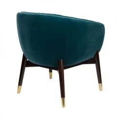 Dutchbone Fauteuils Fauteuil Vintage En Velours Bleu Canard -Fauteuils, poufs et repose-pieds Soldes fauteuil vintage en velours bleu canard 4