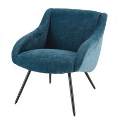 Maisons Du Monde Fauteuils Fauteuil Vintage En Velours Bleu Et Métal