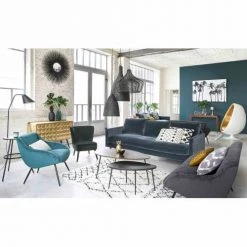 Maisons Du Monde Fauteuils Fauteuil Vintage En Velours Bleu Et Métal -Fauteuils, poufs et repose-pieds Soldes fauteuil vintage en velours bleu et metal 1000 2 20 155943 9