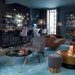 Maisons Du Monde Fauteuils Fauteuil Vintage En Velours Gris Et Métal -Fauteuils, poufs et repose-pieds Soldes fauteuil vintage en velours gris et metal 1000 16 20 165783 13