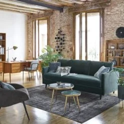 Maisons Du Monde Fauteuils Fauteuil Vintage En Velours Gris Et Métal -Fauteuils, poufs et repose-pieds Soldes fauteuil vintage en velours gris et metal 1000 16 20 165783 14