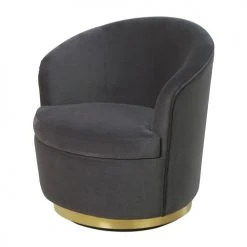 Maisons Du Monde Fauteuils Fauteuil Vintage En Velours Gris Et Métal Coloris Laiton