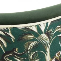 Maisons Du Monde Fauteuils Fauteuil Vintage En Velours Vert Imprimé Blanc -Fauteuils, poufs et repose-pieds Soldes fauteuil vintage en velours vert imprime blanc 1000 3 12 210055 4